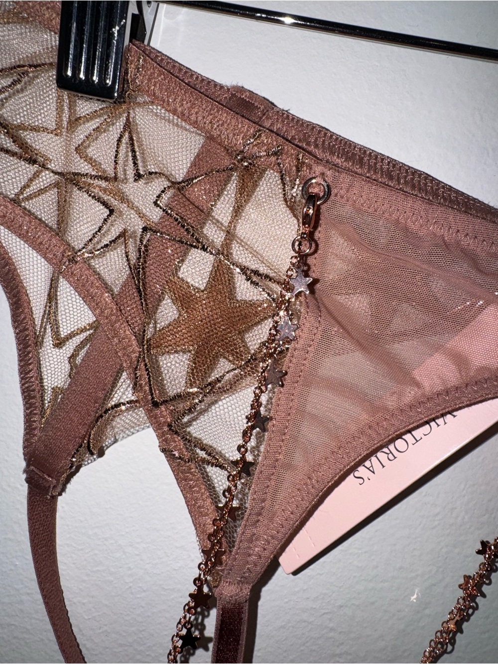 NWT Victoria’s Secret very sexy Stardust embroidery rose gold chain garter belt - Picture 11 of 11